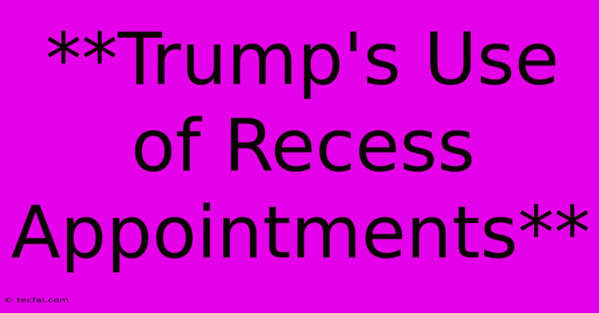 **Trump's Use Of Recess Appointments** 