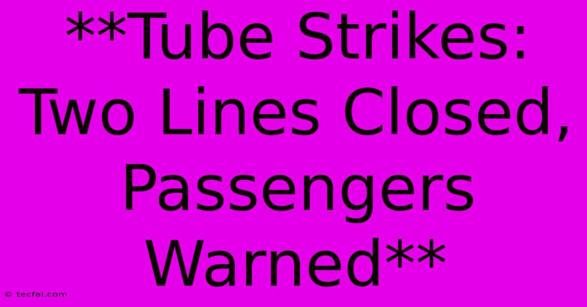 **Tube Strikes: Two Lines Closed, Passengers Warned**