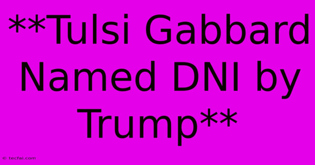 **Tulsi Gabbard Named DNI By Trump**