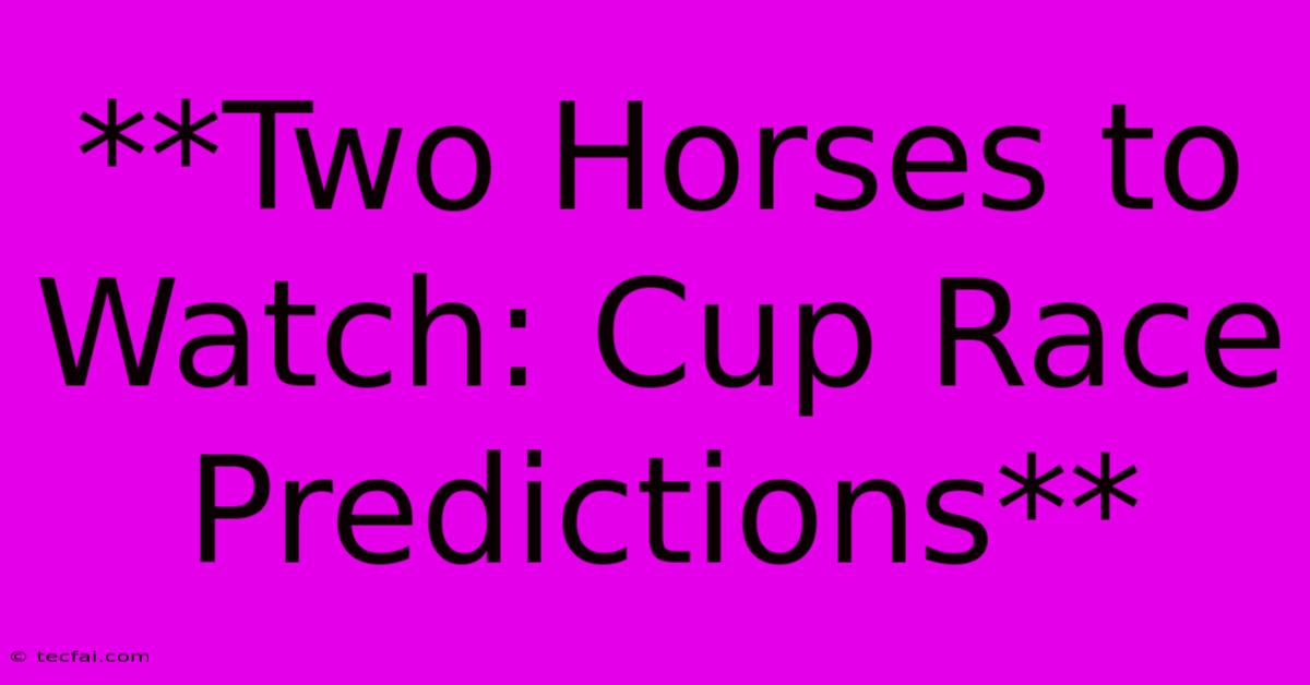 **Two Horses To Watch: Cup Race Predictions**