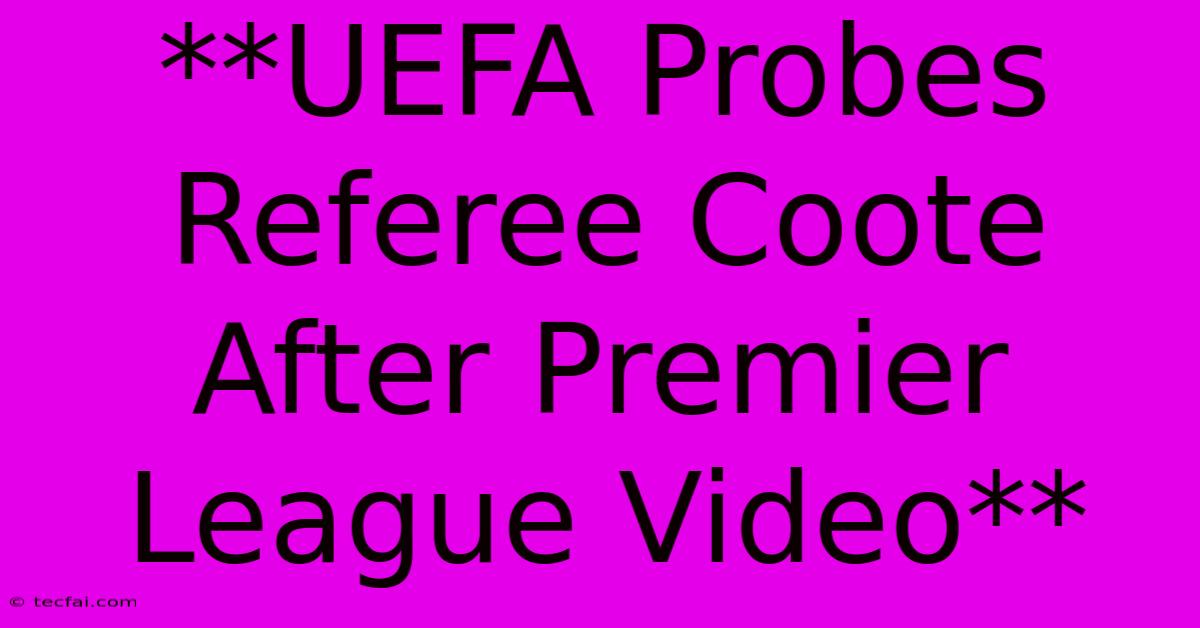 **UEFA Probes Referee Coote After Premier League Video**