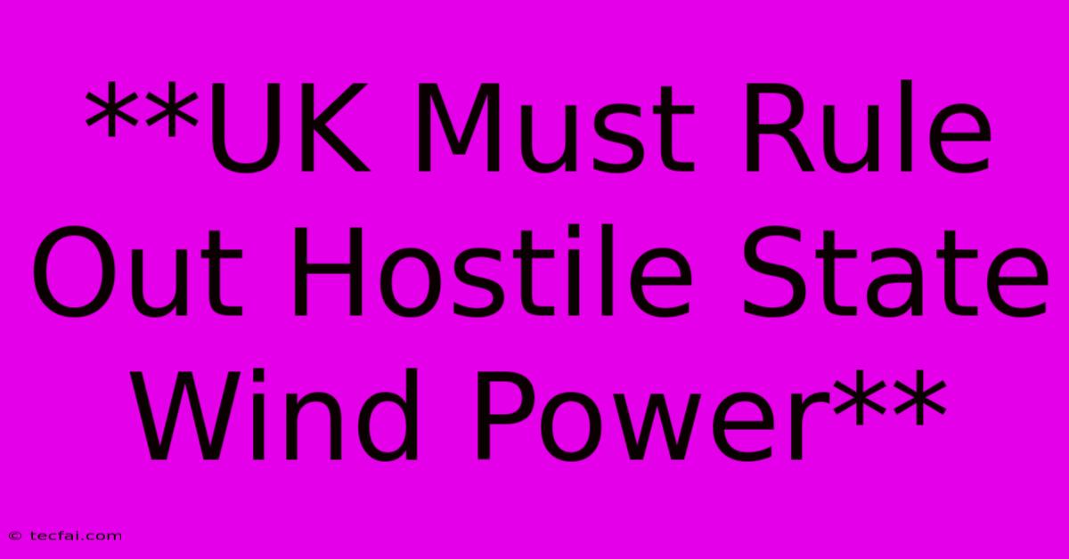 **UK Must Rule Out Hostile State Wind Power**