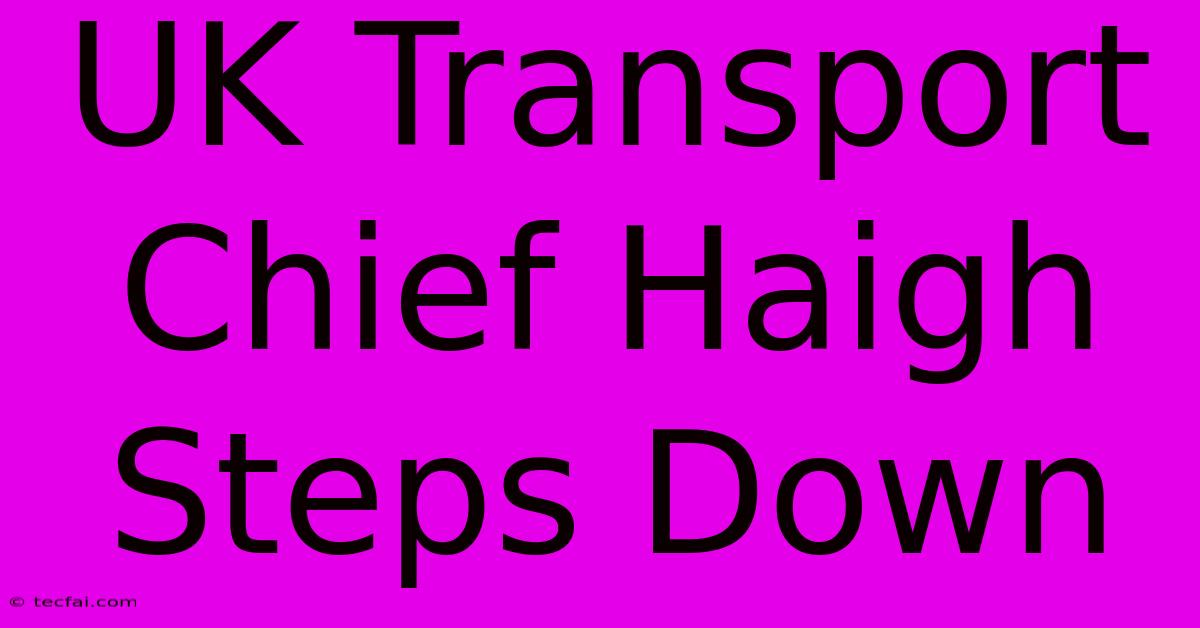 UK Transport Chief Haigh Steps Down