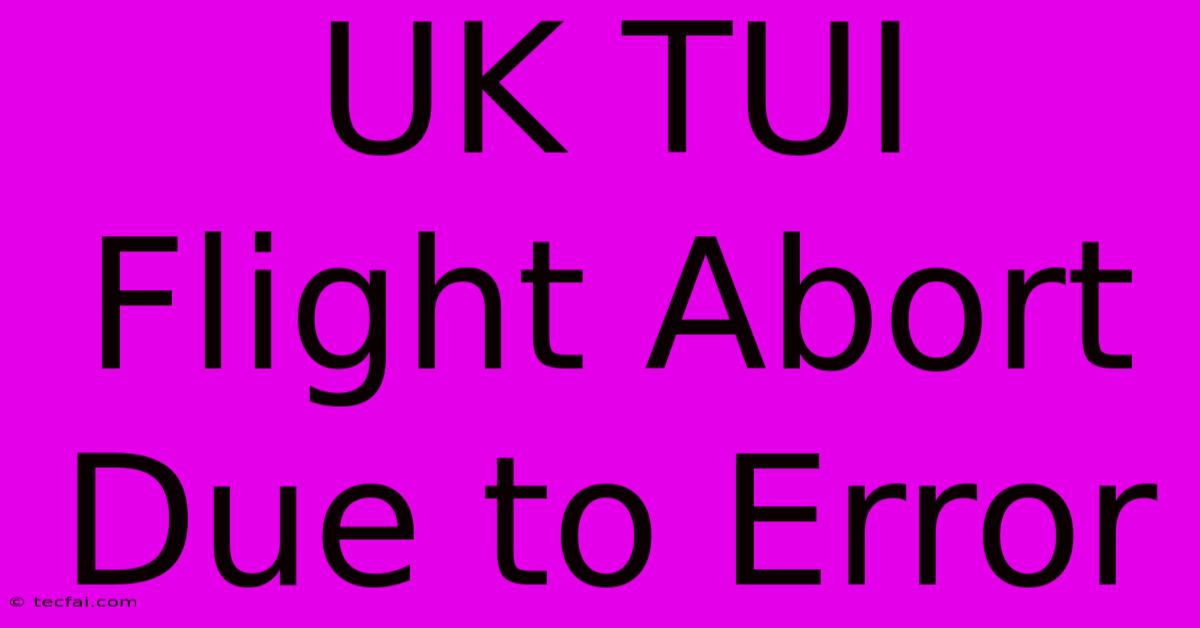 UK TUI Flight Abort Due To Error