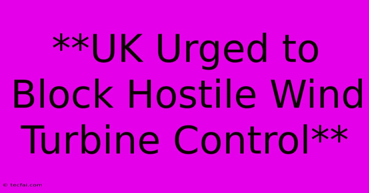 **UK Urged To Block Hostile Wind Turbine Control** 