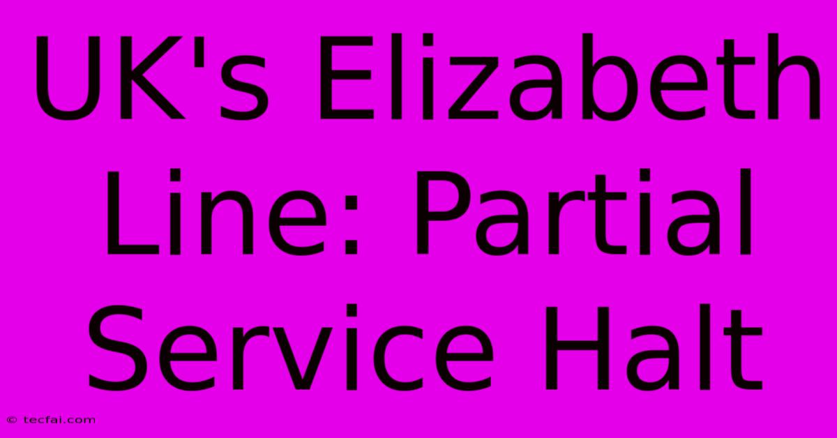 UK's Elizabeth Line: Partial Service Halt