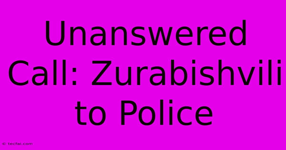 Unanswered Call: Zurabishvili To Police