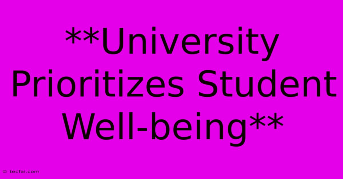 **University Prioritizes Student Well-being**