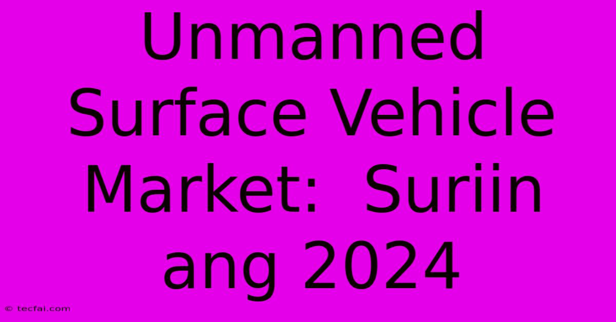 Unmanned Surface Vehicle Market:  Suriin Ang 2024