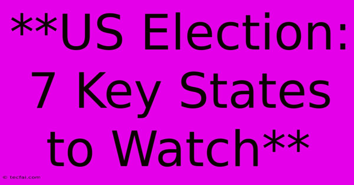 **US Election: 7 Key States To Watch**