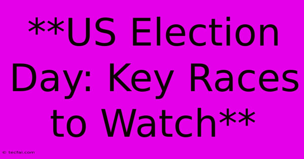 **US Election Day: Key Races To Watch**