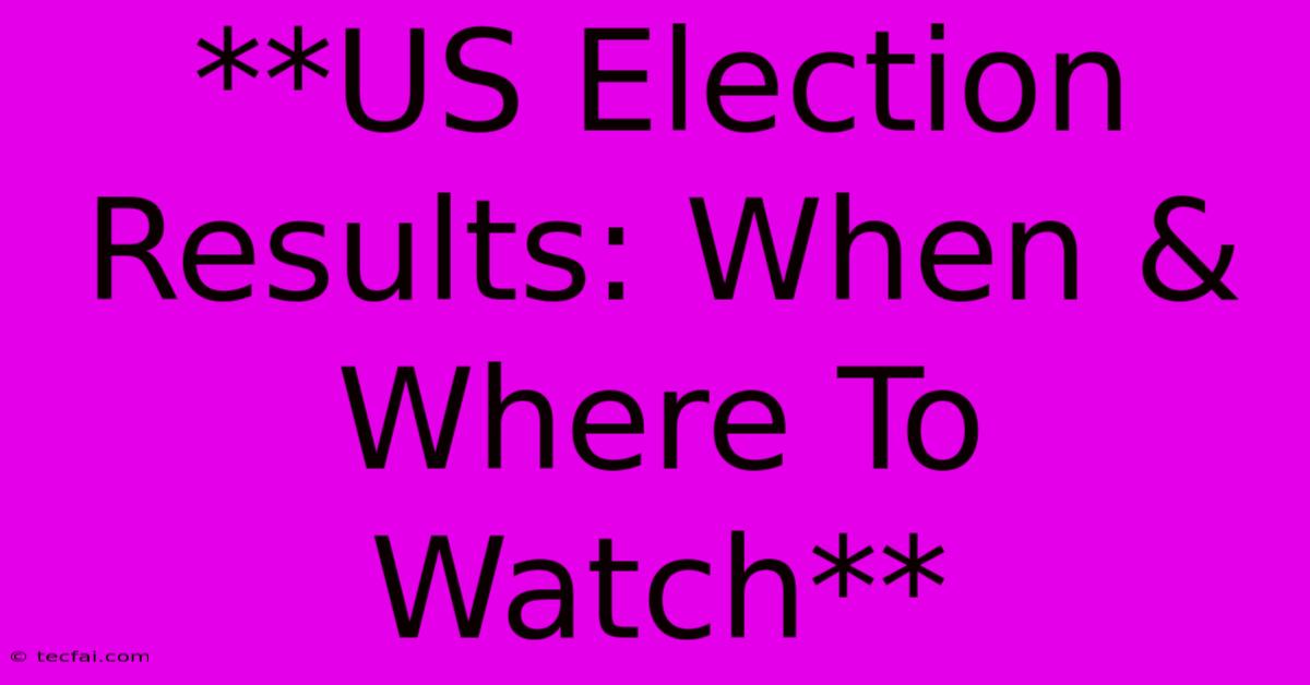 **US Election Results: When & Where To Watch** 