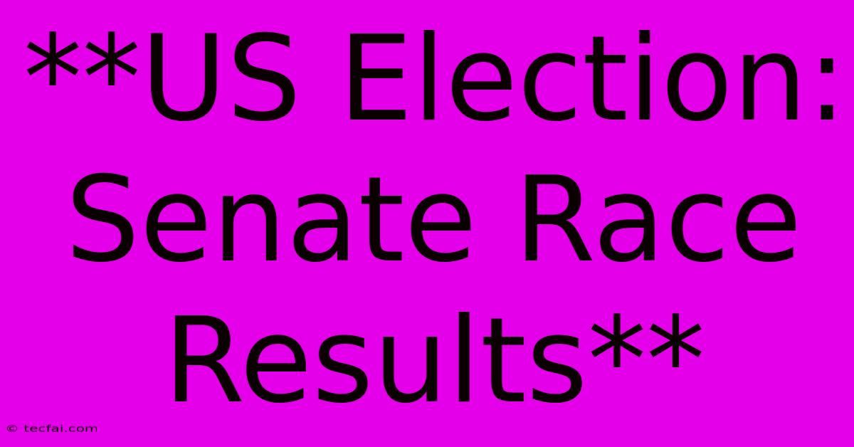 **US Election: Senate Race Results**