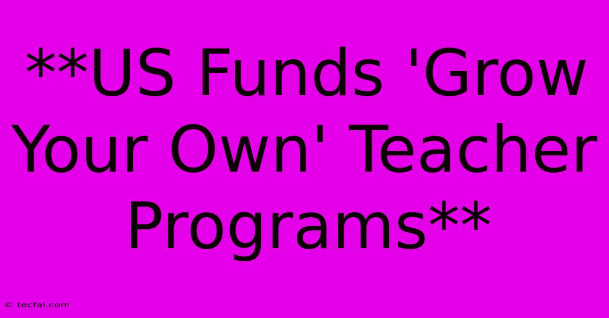 **US Funds 'Grow Your Own' Teacher Programs**