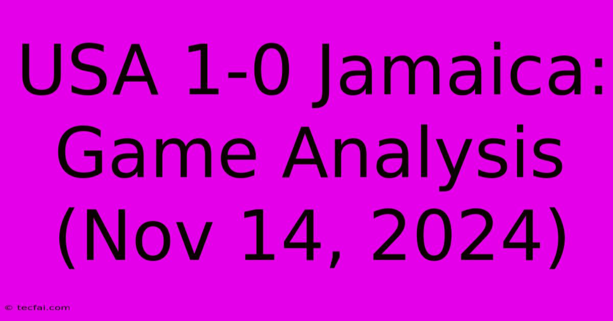 USA 1-0 Jamaica: Game Analysis (Nov 14, 2024)