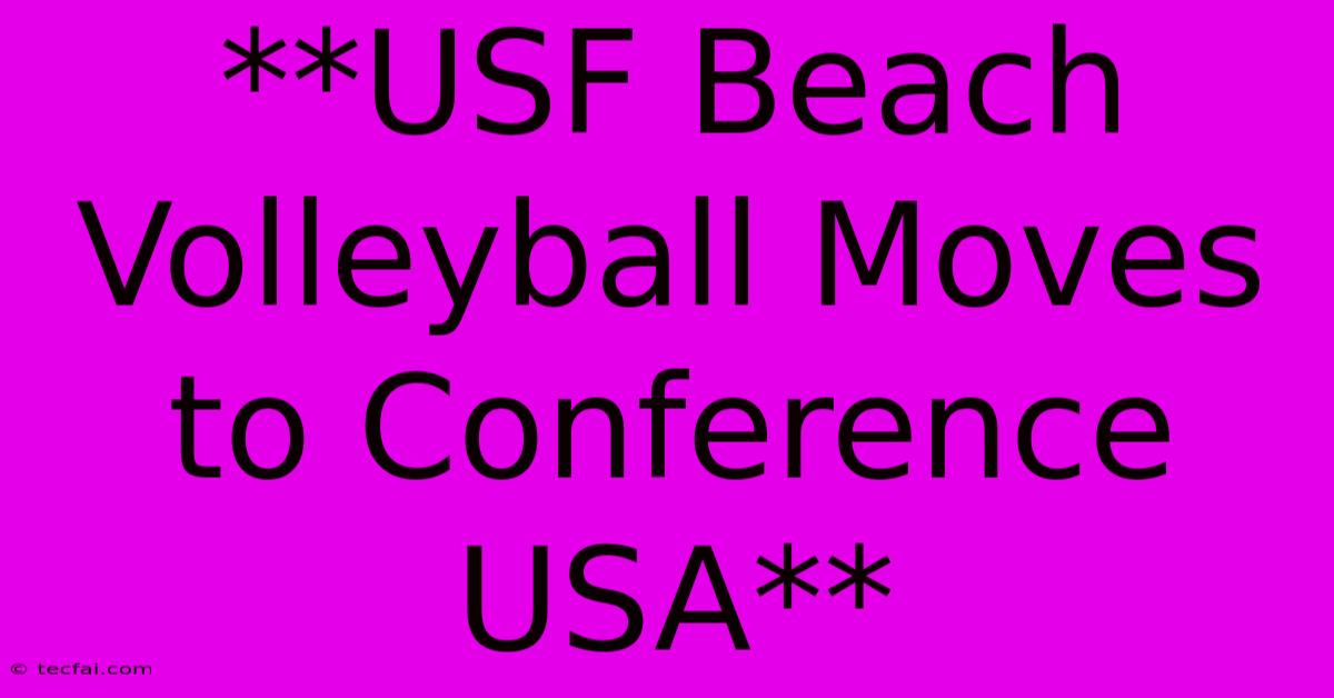 **USF Beach Volleyball Moves To Conference USA**