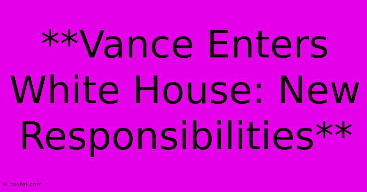 **Vance Enters White House: New Responsibilities** 