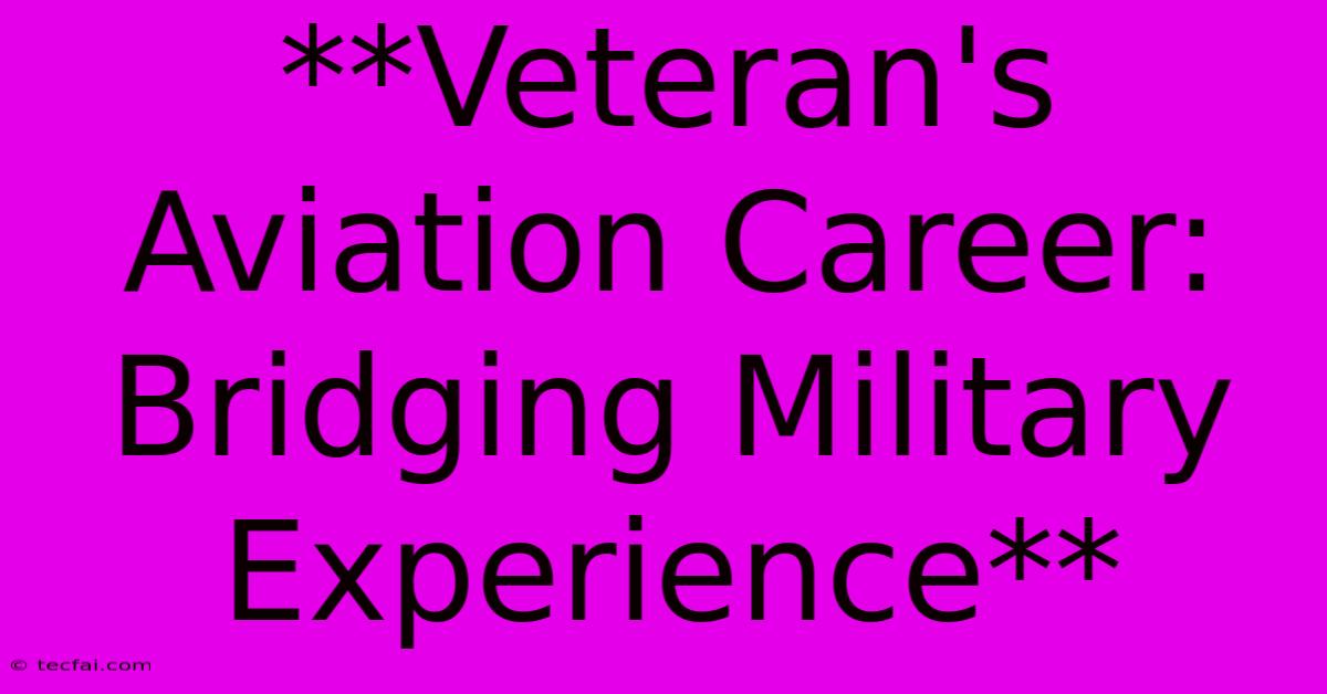 **Veteran's Aviation Career: Bridging Military Experience**