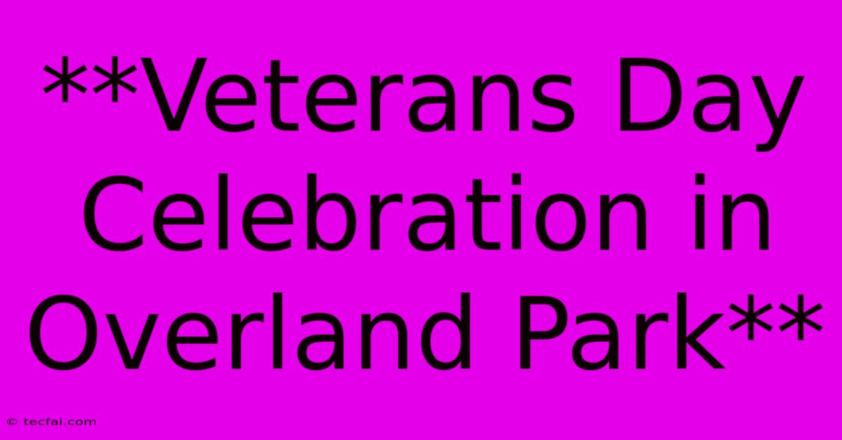 **Veterans Day Celebration In Overland Park**