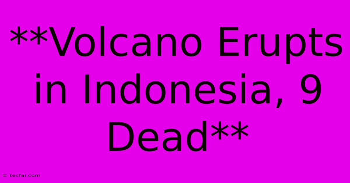 **Volcano Erupts In Indonesia, 9 Dead**