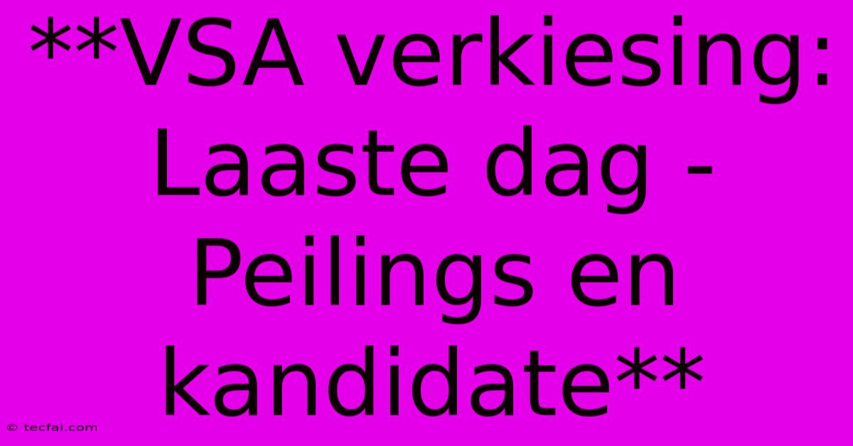 **VSA Verkiesing: Laaste Dag - Peilings En Kandidate**