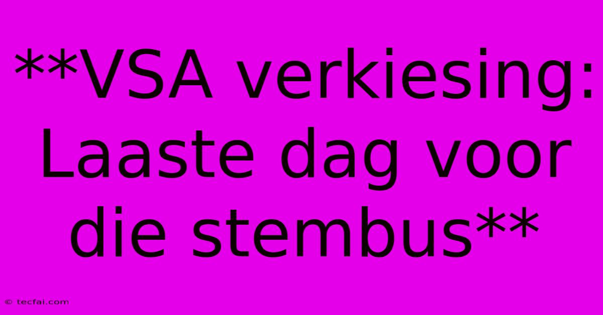 **VSA Verkiesing: Laaste Dag Voor Die Stembus**