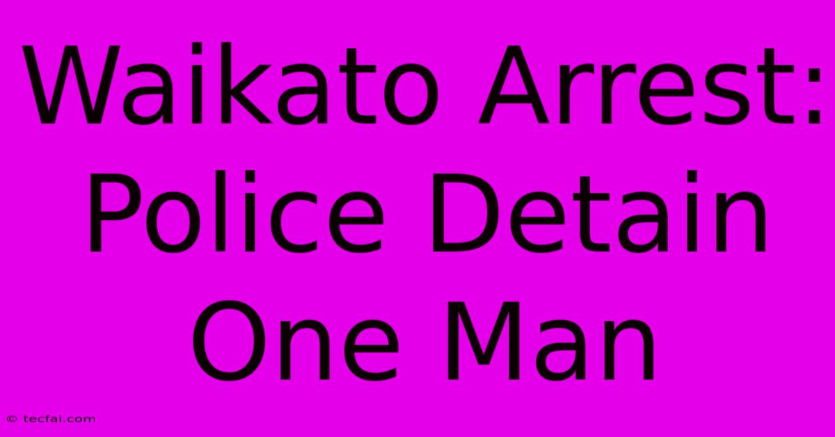 Waikato Arrest: Police Detain One Man