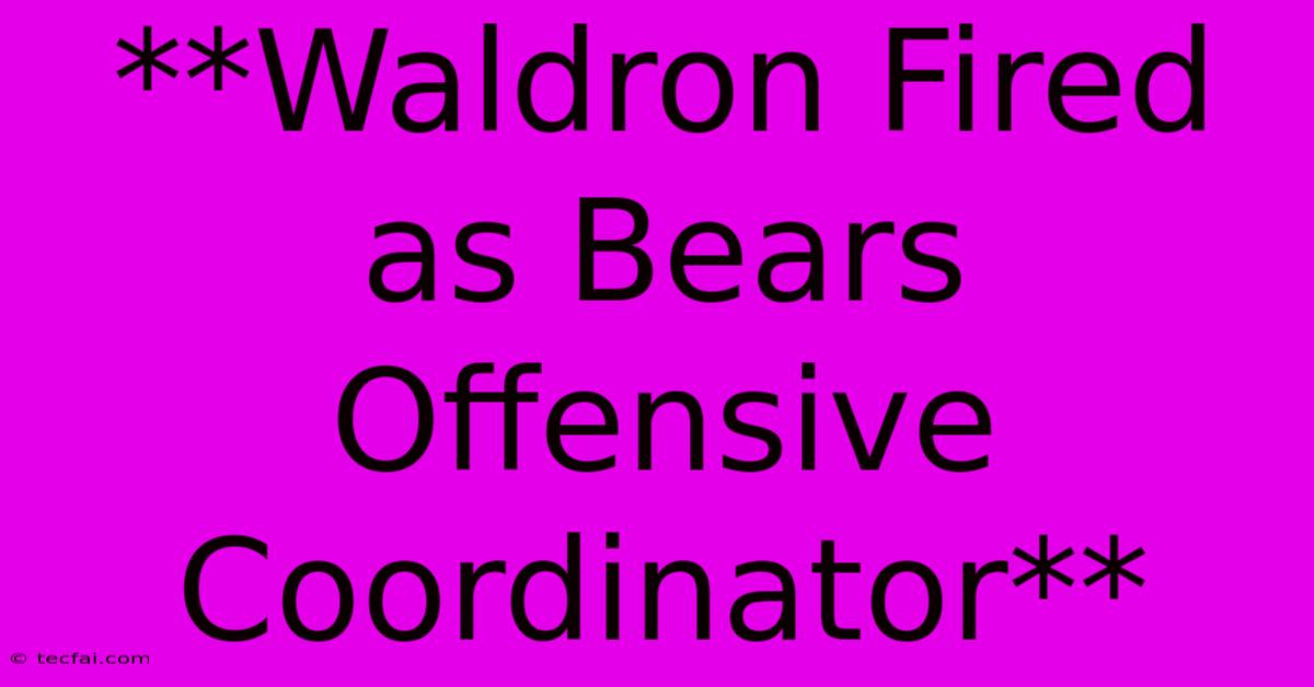 **Waldron Fired As Bears Offensive Coordinator**