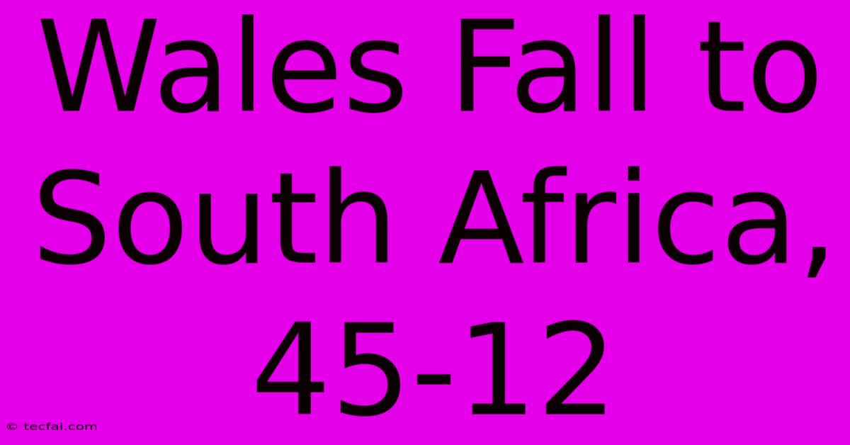 Wales Fall To South Africa, 45-12