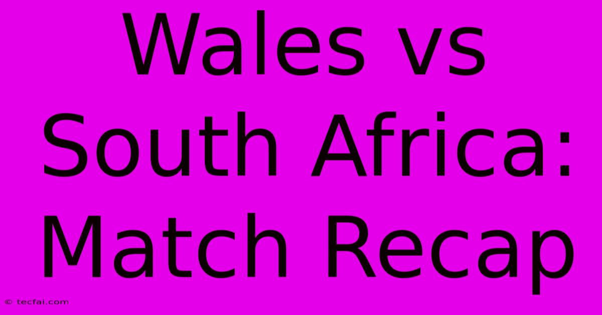 Wales Vs South Africa: Match Recap