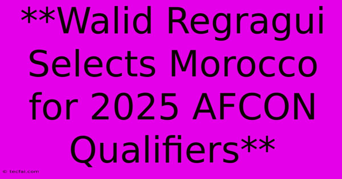 **Walid Regragui Selects Morocco For 2025 AFCON Qualifiers**