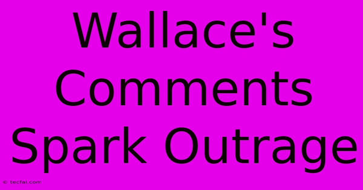 Wallace's Comments Spark Outrage