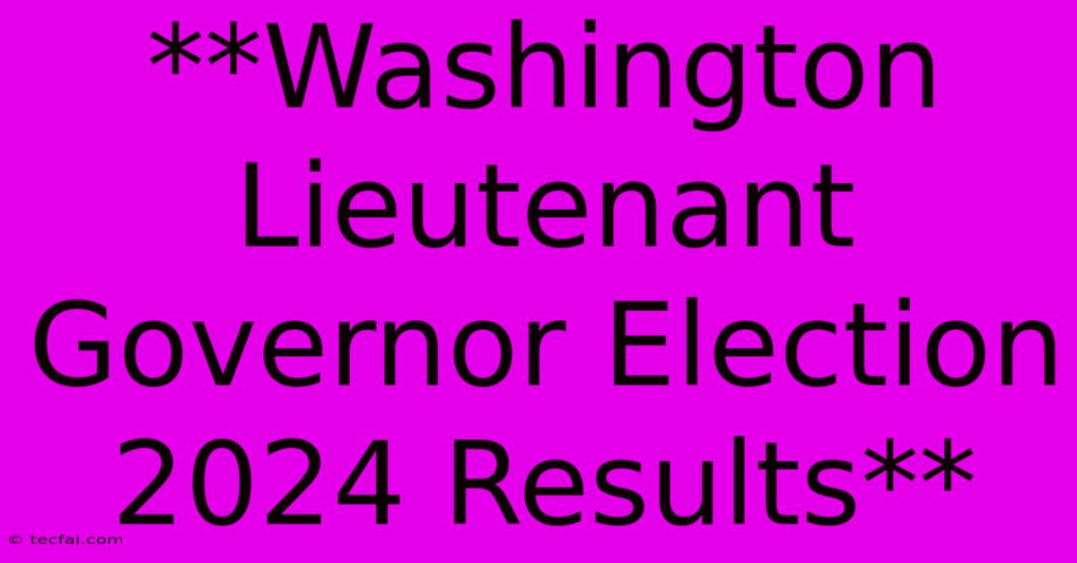 **Washington Lieutenant Governor Election 2024 Results**