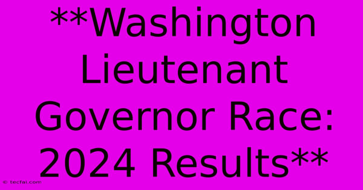 **Washington Lieutenant Governor Race: 2024 Results**