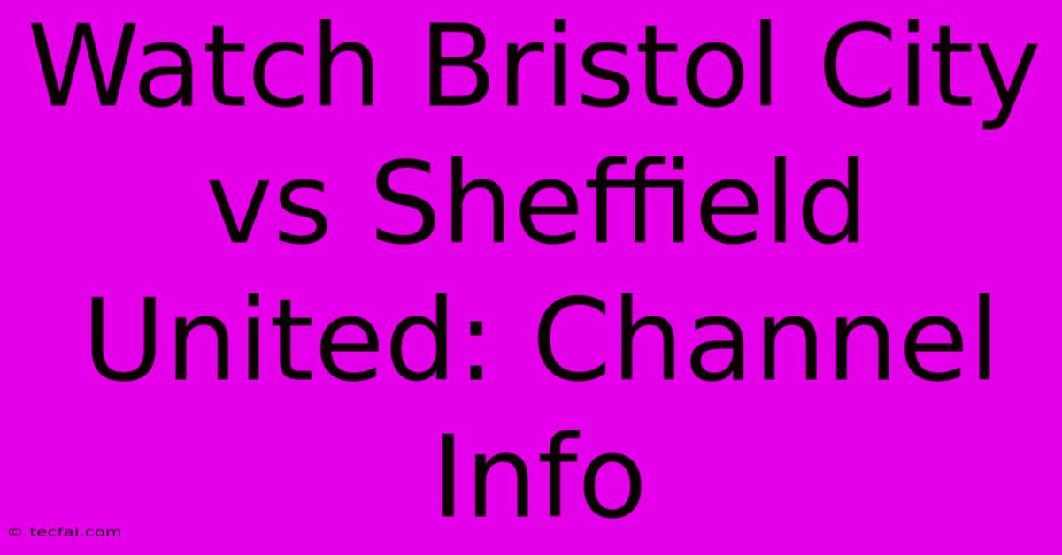 Watch Bristol City Vs Sheffield United: Channel Info