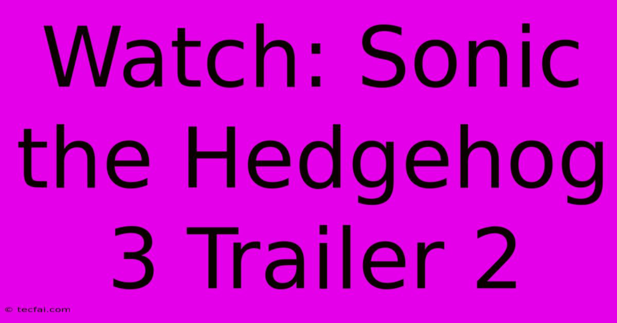 Watch: Sonic The Hedgehog 3 Trailer 2