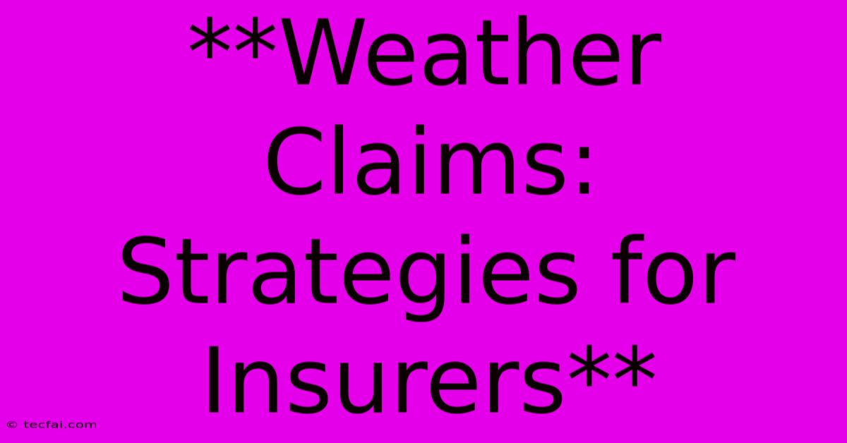 **Weather Claims: Strategies For Insurers**