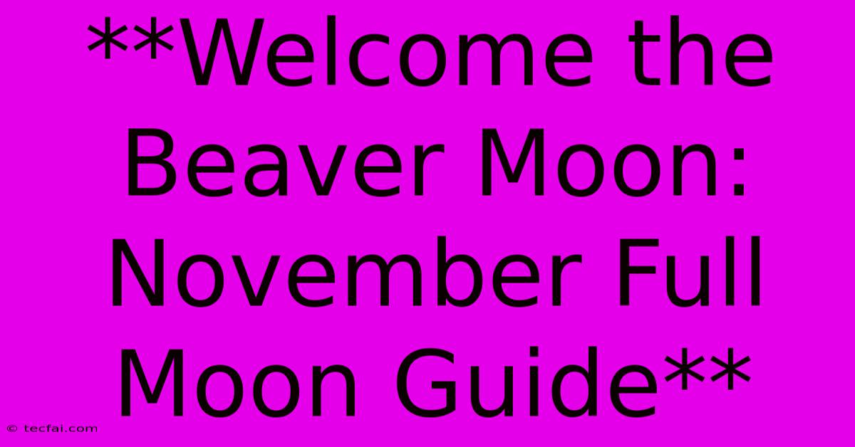 **Welcome The Beaver Moon: November Full Moon Guide** 