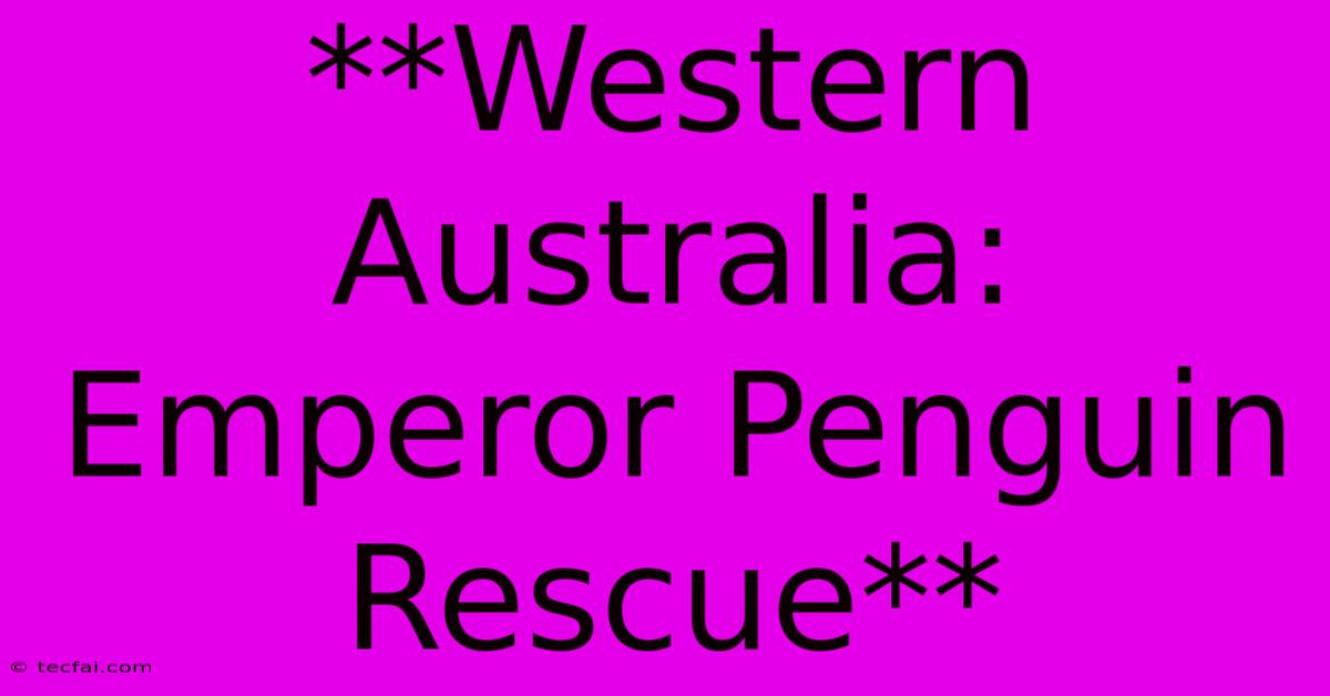 **Western Australia: Emperor Penguin Rescue** 