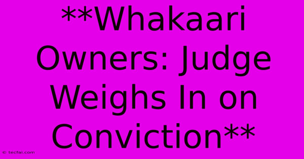 **Whakaari Owners: Judge Weighs In On Conviction** 