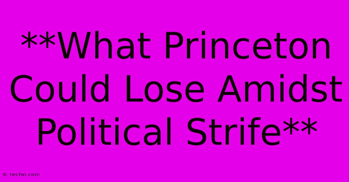 **What Princeton Could Lose Amidst Political Strife**