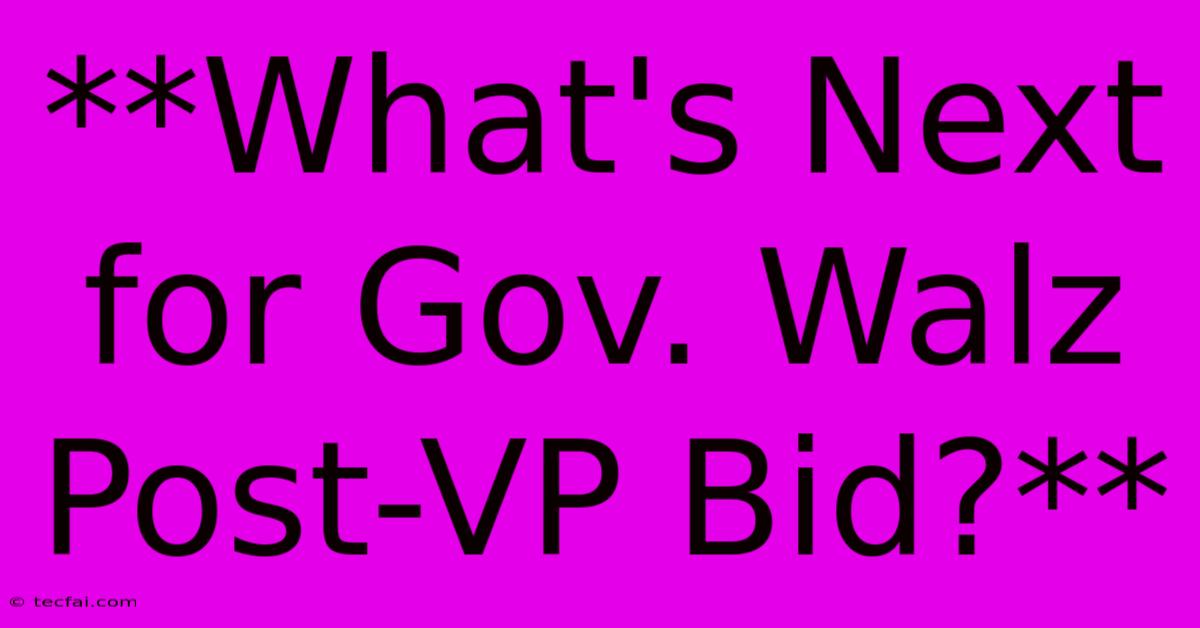 **What's Next For Gov. Walz Post-VP Bid?**