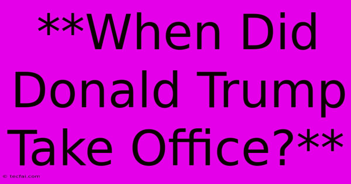 **When Did Donald Trump Take Office?**