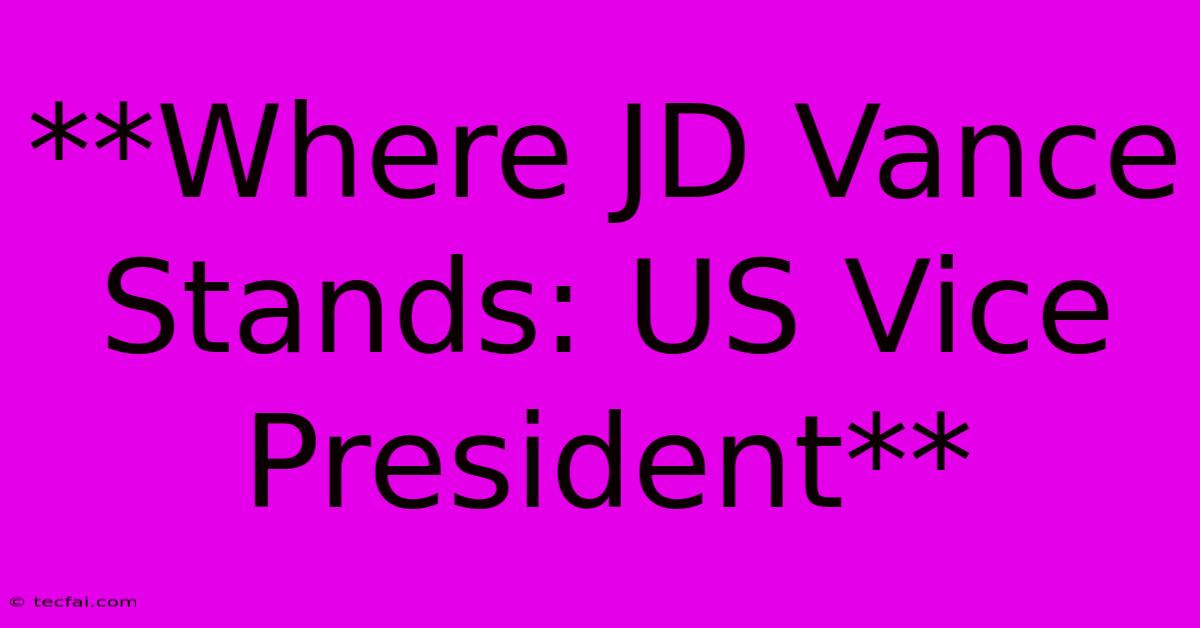 **Where JD Vance Stands: US Vice President**