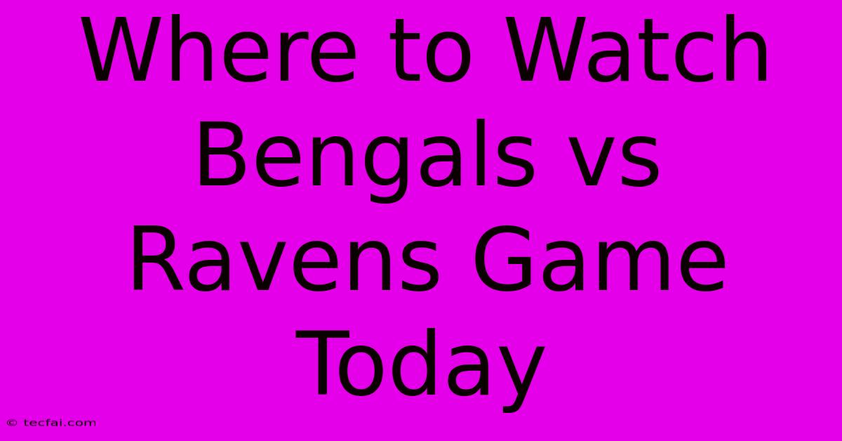 Where To Watch Bengals Vs Ravens Game Today 