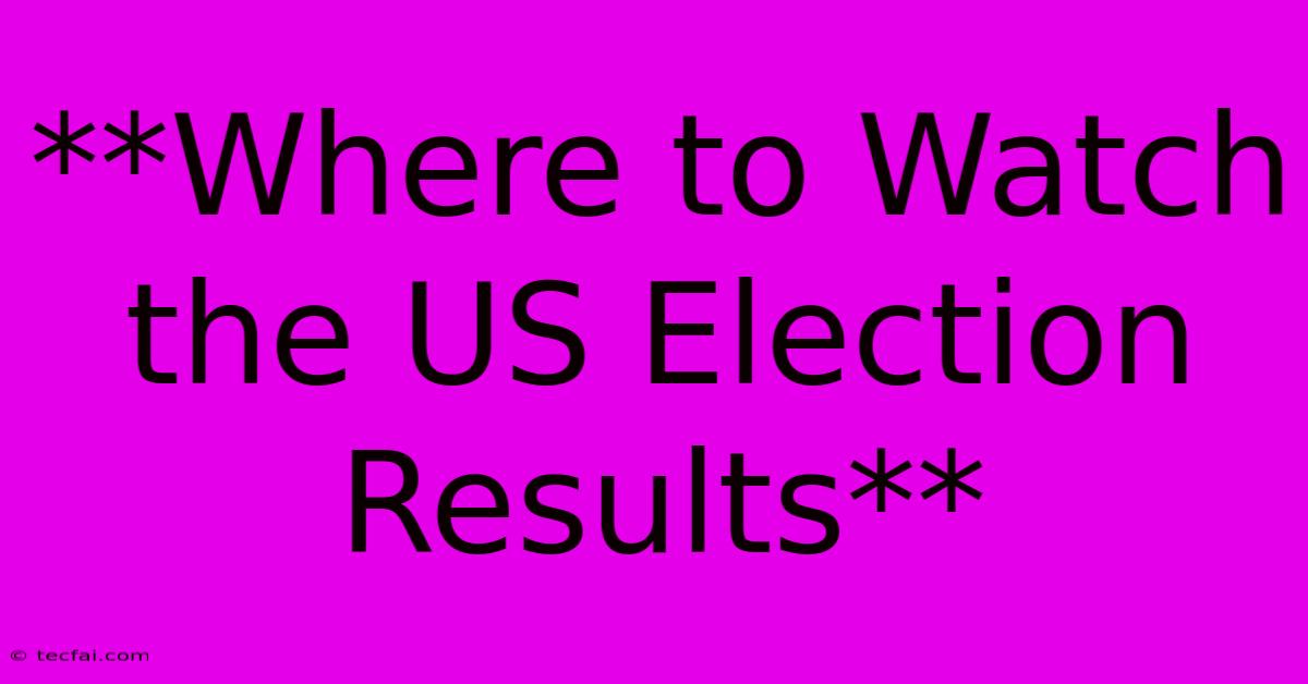 **Where To Watch The US Election Results**