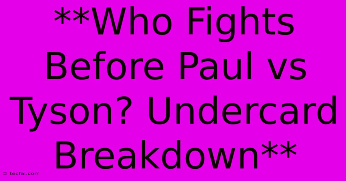 **Who Fights Before Paul Vs Tyson? Undercard Breakdown**