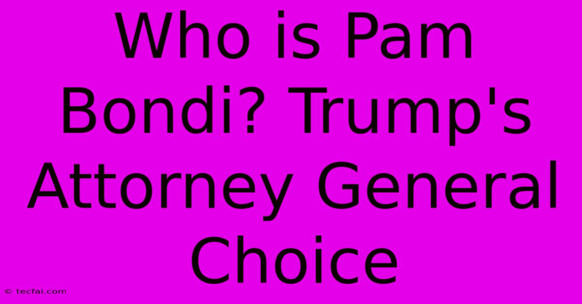 Who Is Pam Bondi? Trump's Attorney General Choice