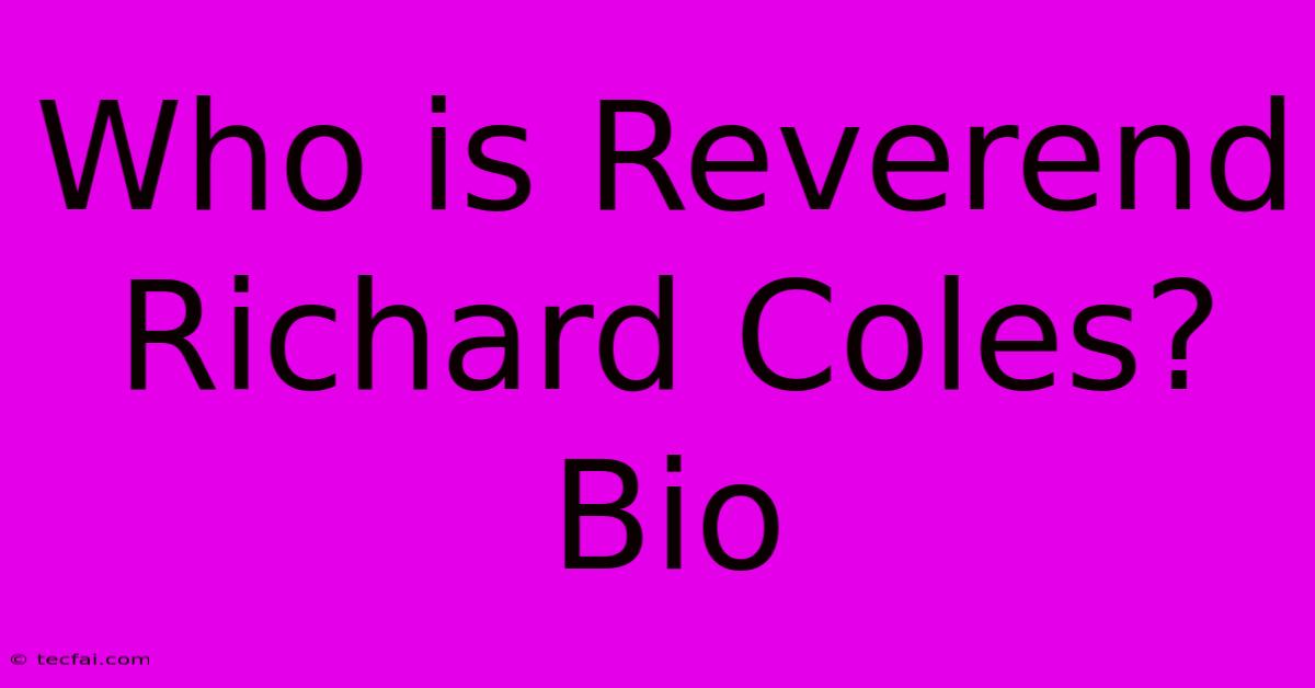 Who Is Reverend Richard Coles? Bio