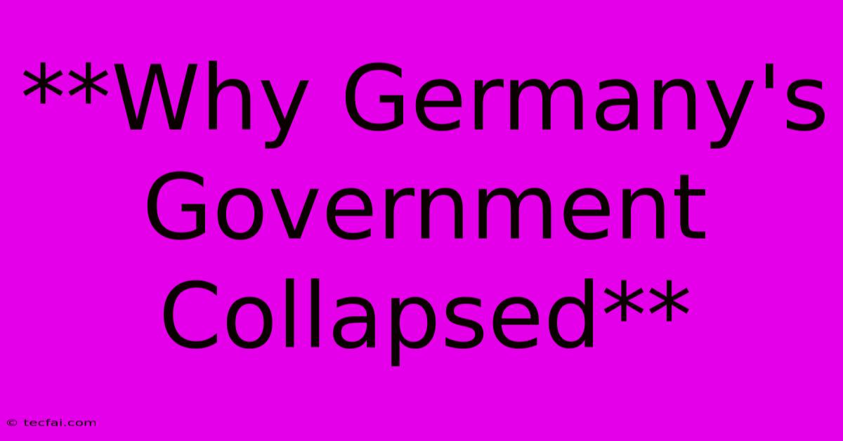 **Why Germany's Government Collapsed** 